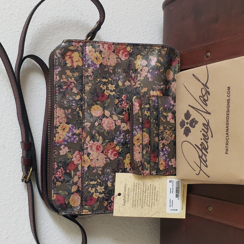 Patricia Nash Nerina Crossbody & Cassis RFID Leather Wallet English Country - Picture 12 of 16